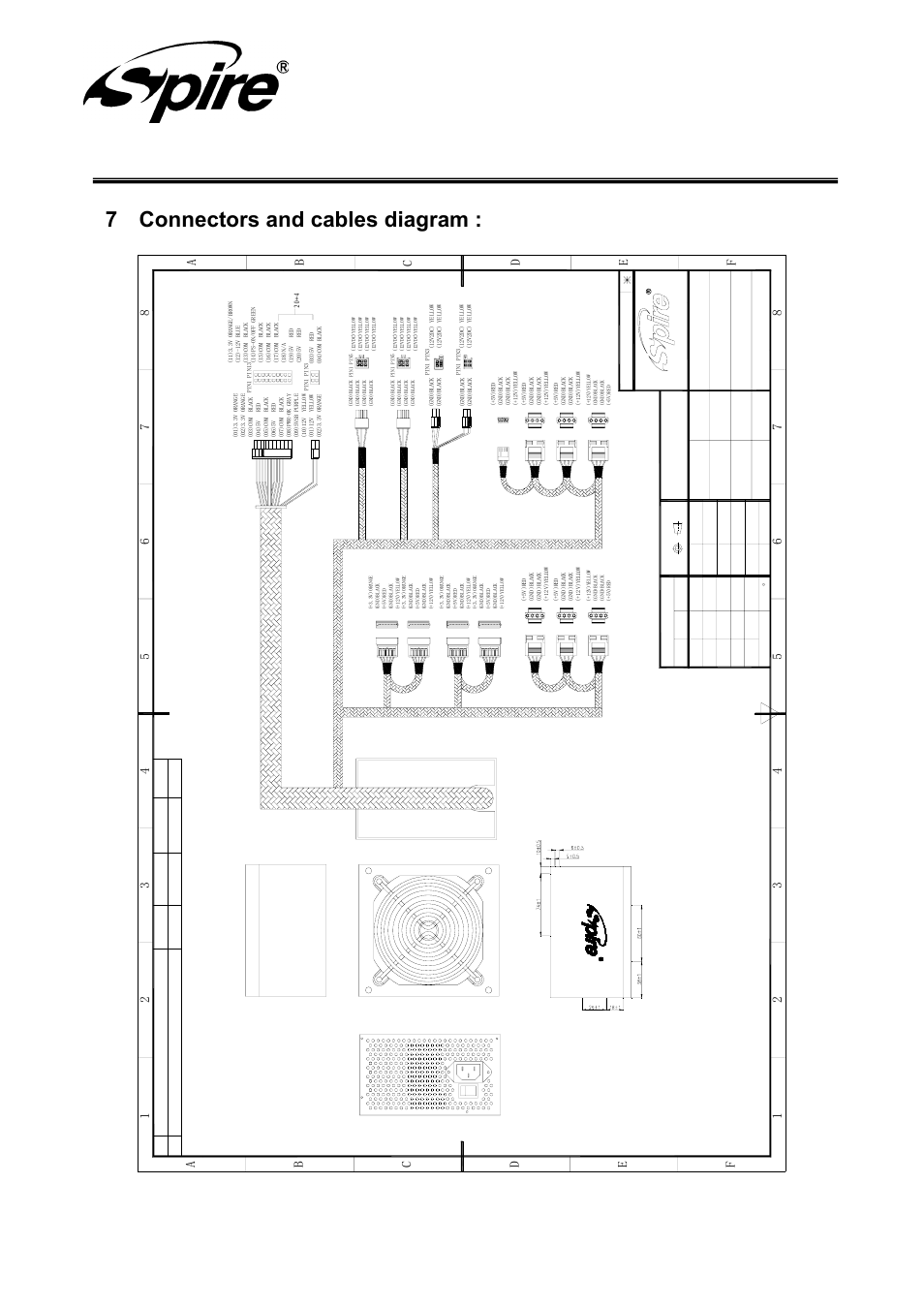 Spire corp, 7 connectors and cables diagram | Spire JEWEL ECO 650W / SP-ATX-650WTB-PFC-P2 User Manual | Page 16 / 18