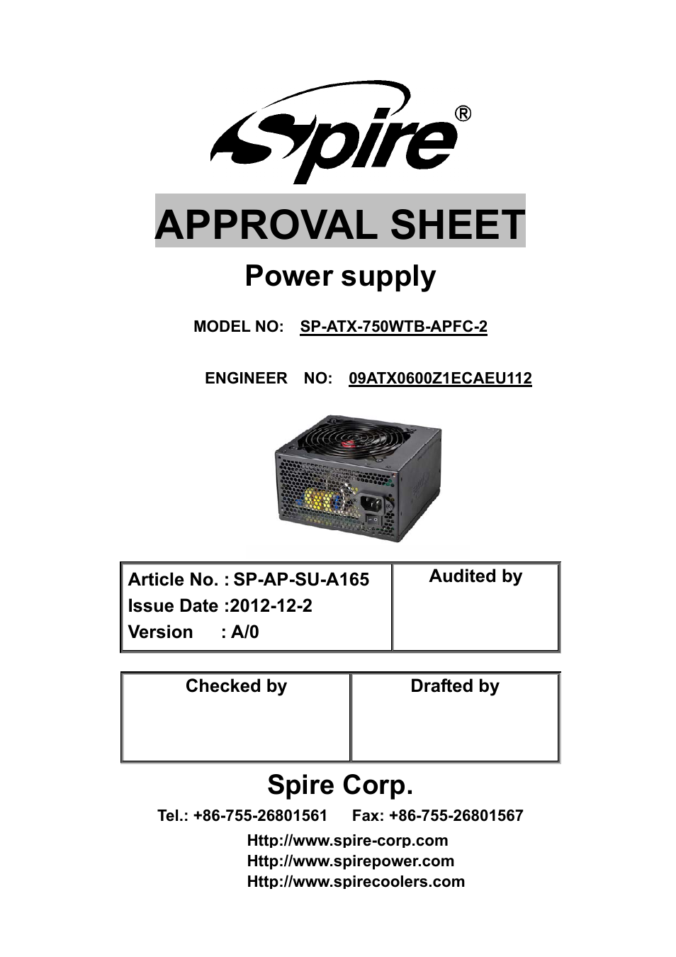 Spire SILENTEAGLE 750W / SP-ATX-750WTB-APFC-2 User Manual | 18 pages