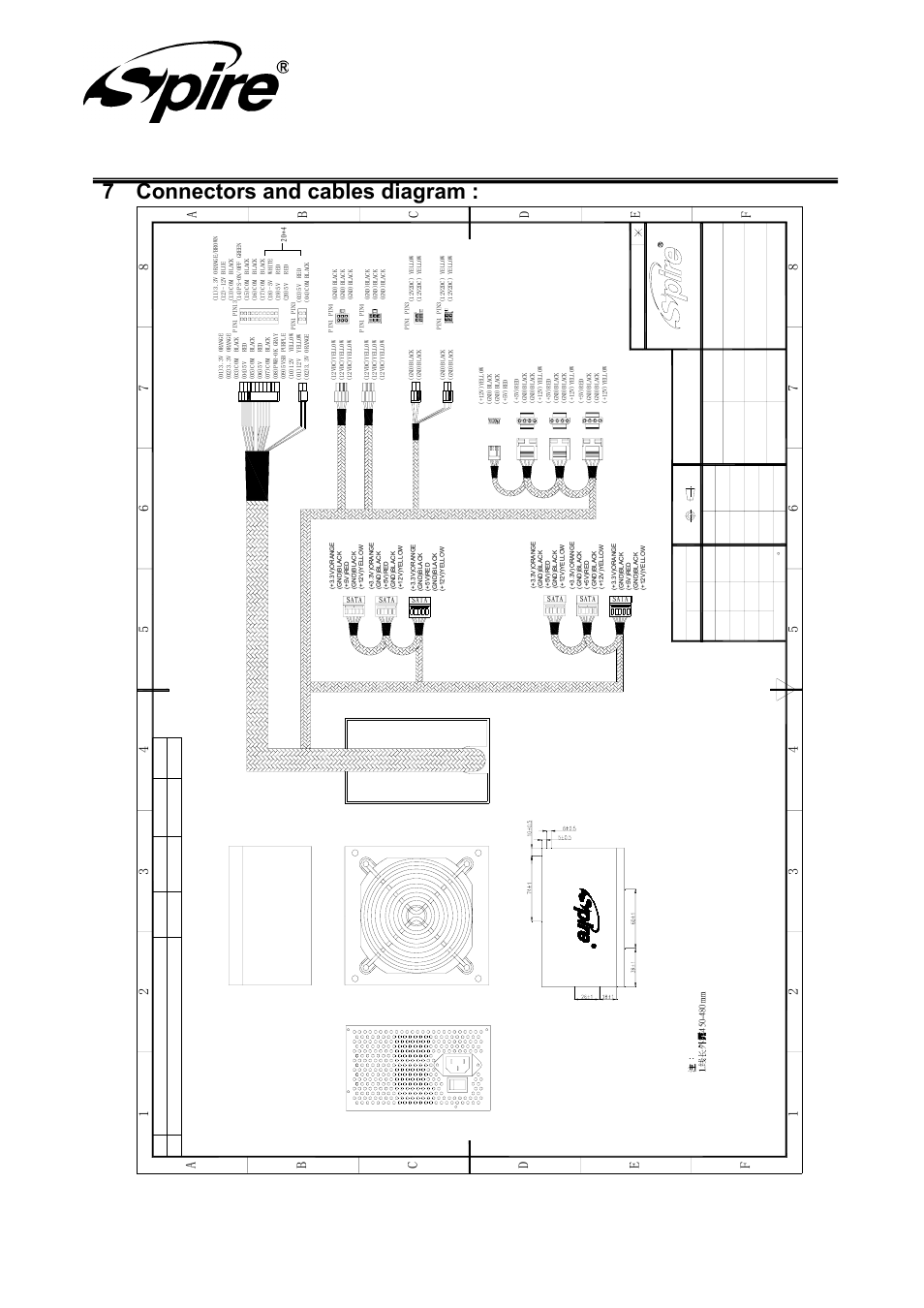 Spire corp, 7 connectors and cables diagram | Spire SILENTEAGLE 550W / SP-ATX-550WTB-APFC-2 User Manual | Page 16 / 18