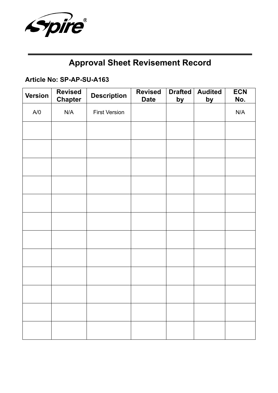 Spire corp, Approval sheet revisement record | Spire SILENTEAGLE 550W / SP-ATX-550WTB-APFC-2 User Manual | Page 2 / 18