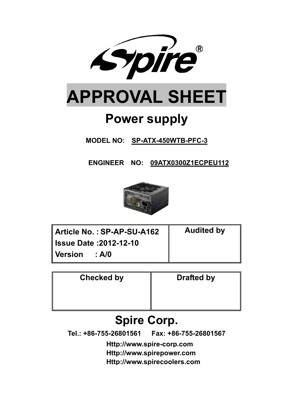 Spire SILENTEAGLE 450W / SP-ATX-450WTB-PFC-3 User Manual | 18 pages