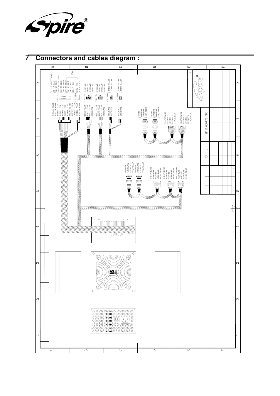 Spire corp, 7 connectors and cables diagram | Spire LACKDRAGON 600 / SP-R-600WTB-PFC User Manual | Page 16 / 18