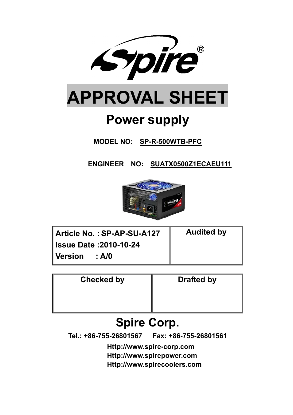 Spire BLACKDRAGON 500 / SP-R-500WTB-PFC User Manual | 18 pages