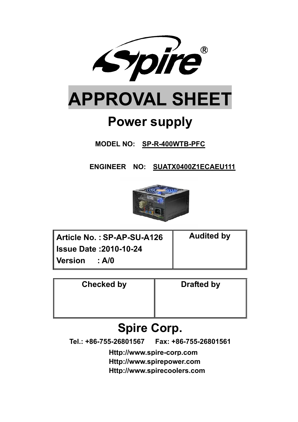 Spire BLACKDRAGON 400 / SP-R-400WTB-PFC User Manual | 18 pages