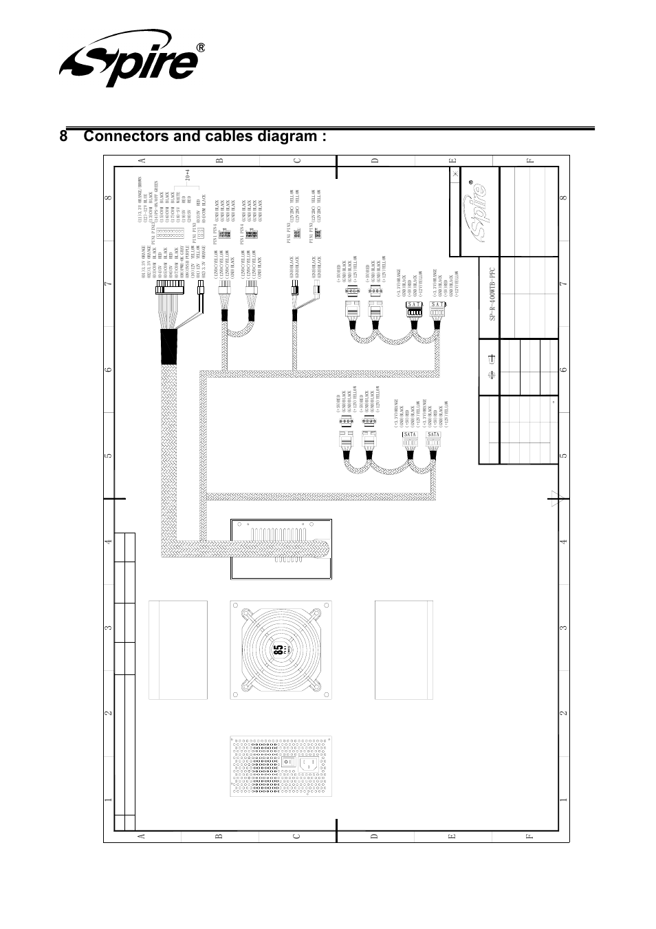 Spire corp, 8 connectors and cables diagram | Spire BLACKDRAGON 400 / SP-R-400WTB-PFC User Manual | Page 16 / 18