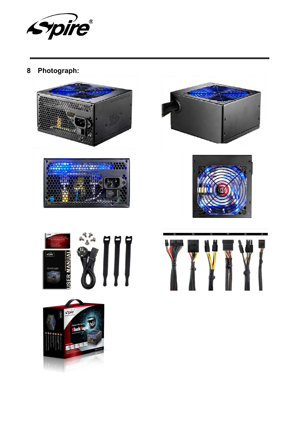 Spire corp | Spire BLACKEAGLE 650W / SP-ATX-650WTB-PFC-2 User Manual | Page 17 / 19