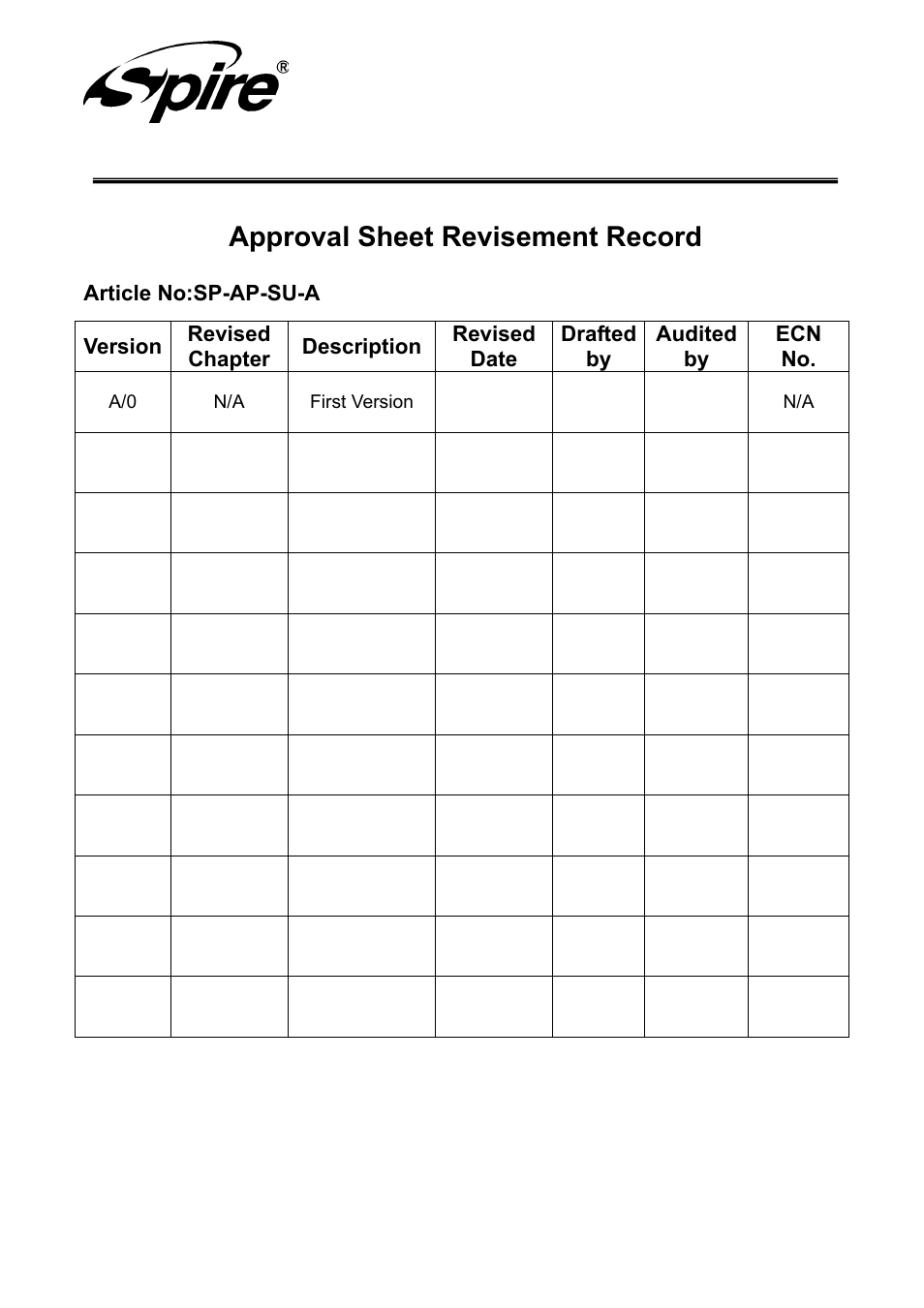 Spire corp, Approval sheet revisement record | Spire JEWEL ECO 420W / SP-ATX-420WTB-PFC-P User Manual | Page 2 / 19