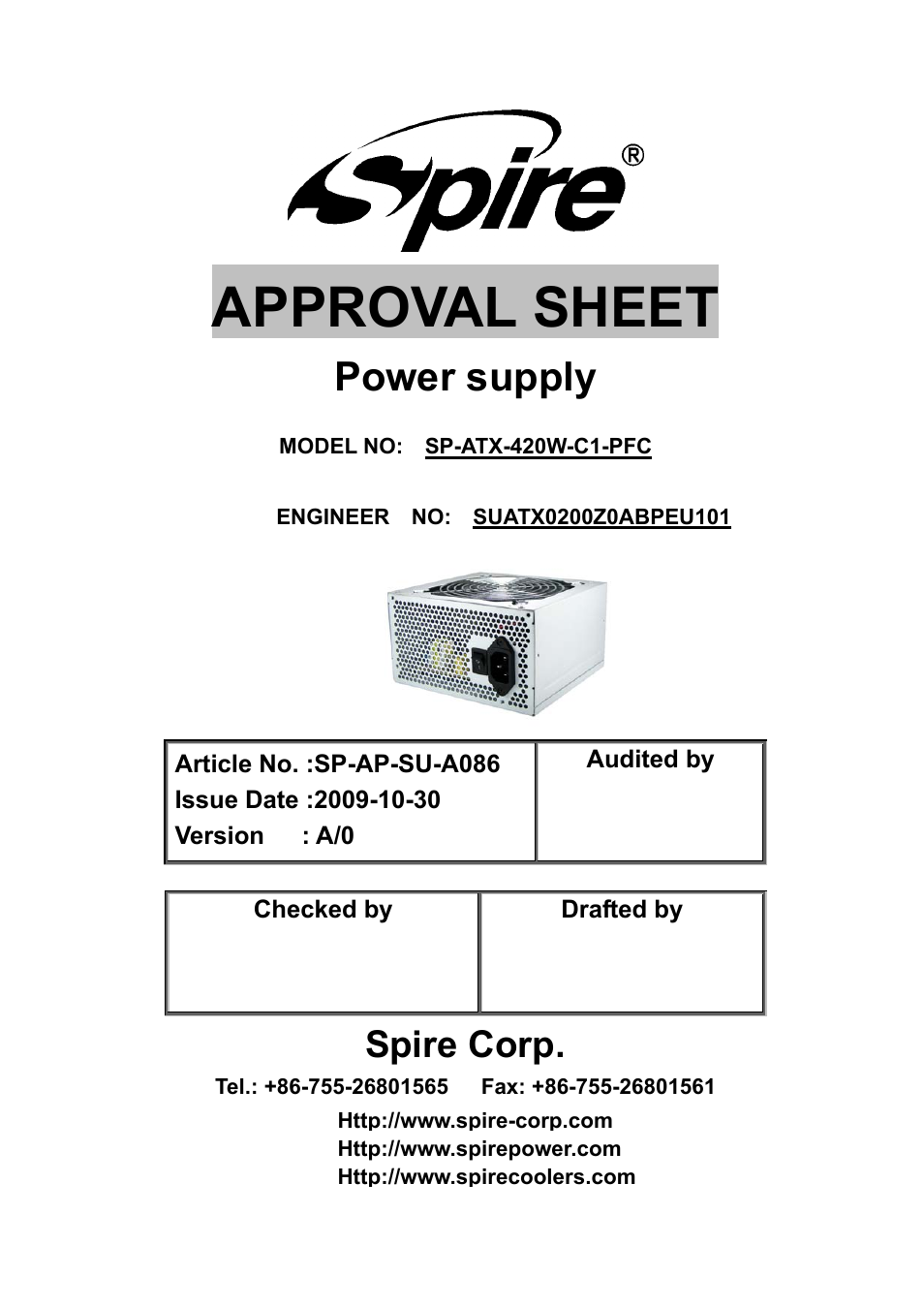 Spire JEWEL 420W / SP-ATX-420W-C1-PFC User Manual | 18 pages