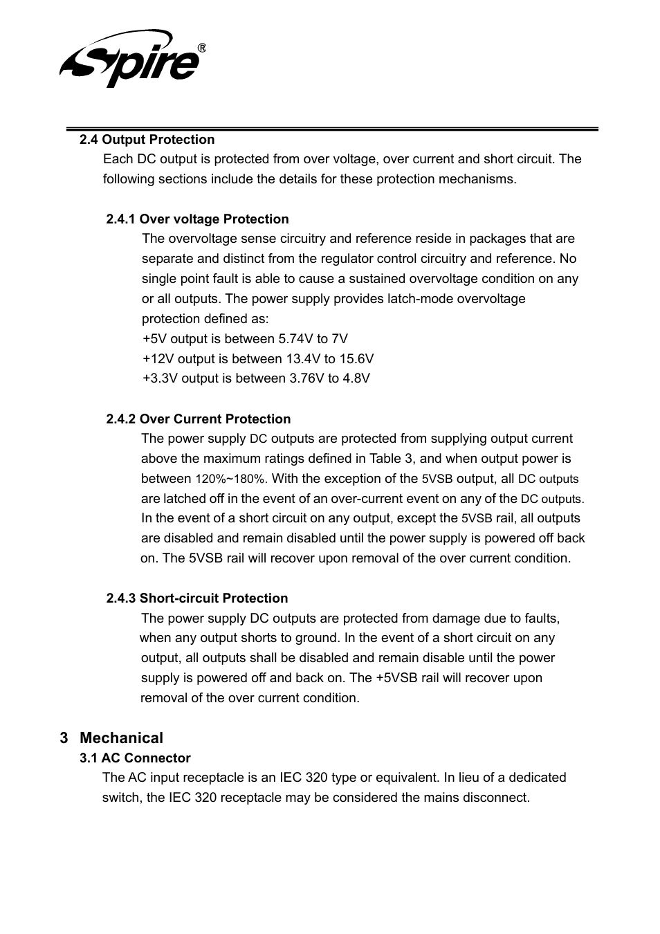 Spire corp, 3 mechanical | Spire JEWEL 420W / SP-ATX-420W-C1-PFC User Manual | Page 12 / 18