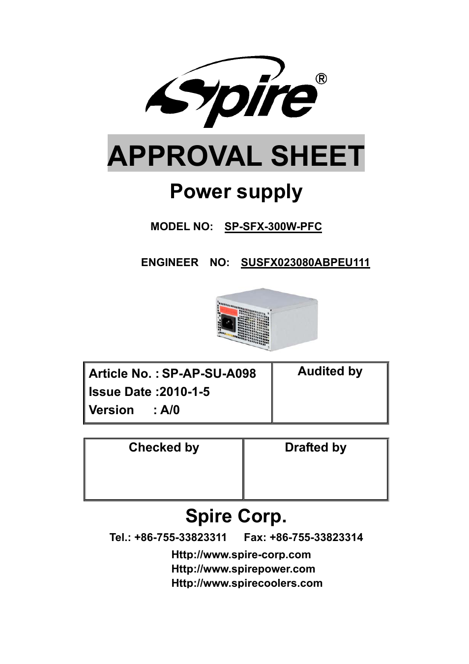 Spire JEWEL SFX 300W / SP-SFX-300W-PFC User Manual | 18 pages