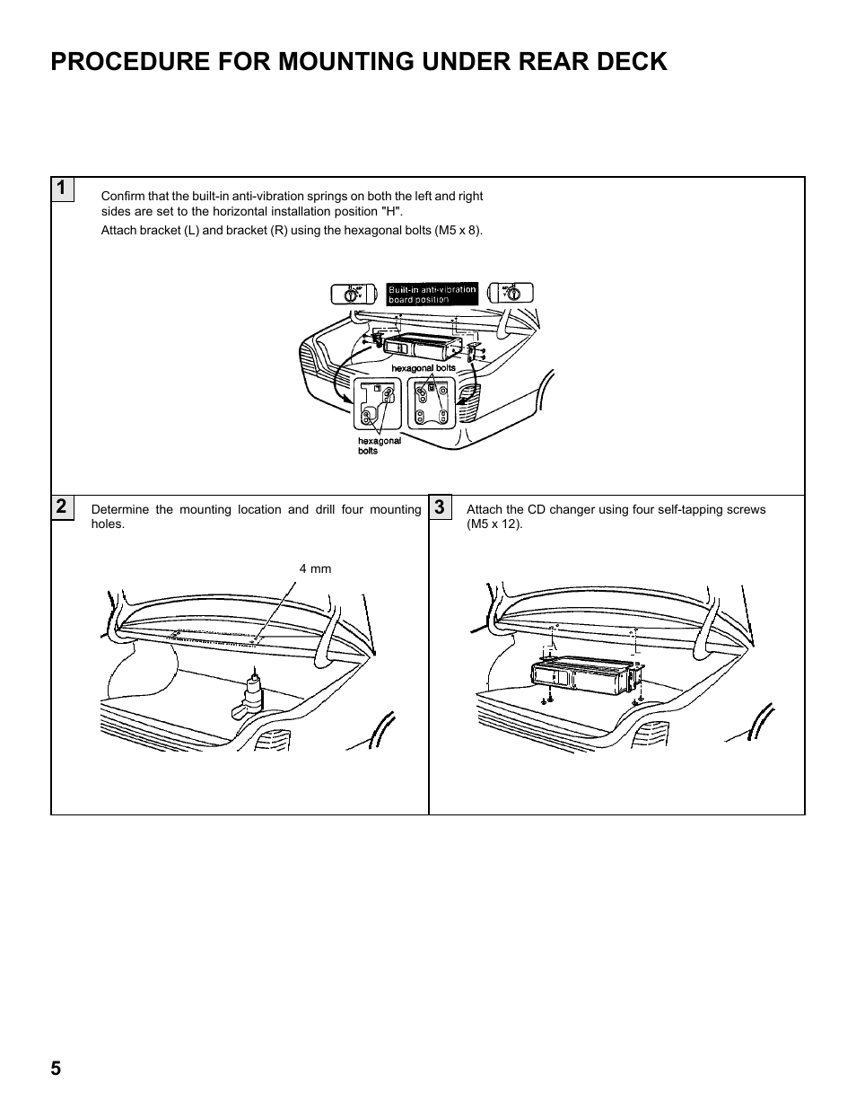 Procedure for mounting under rear deck | Audiovox SP-6CD User Manual | Page 6 / 7