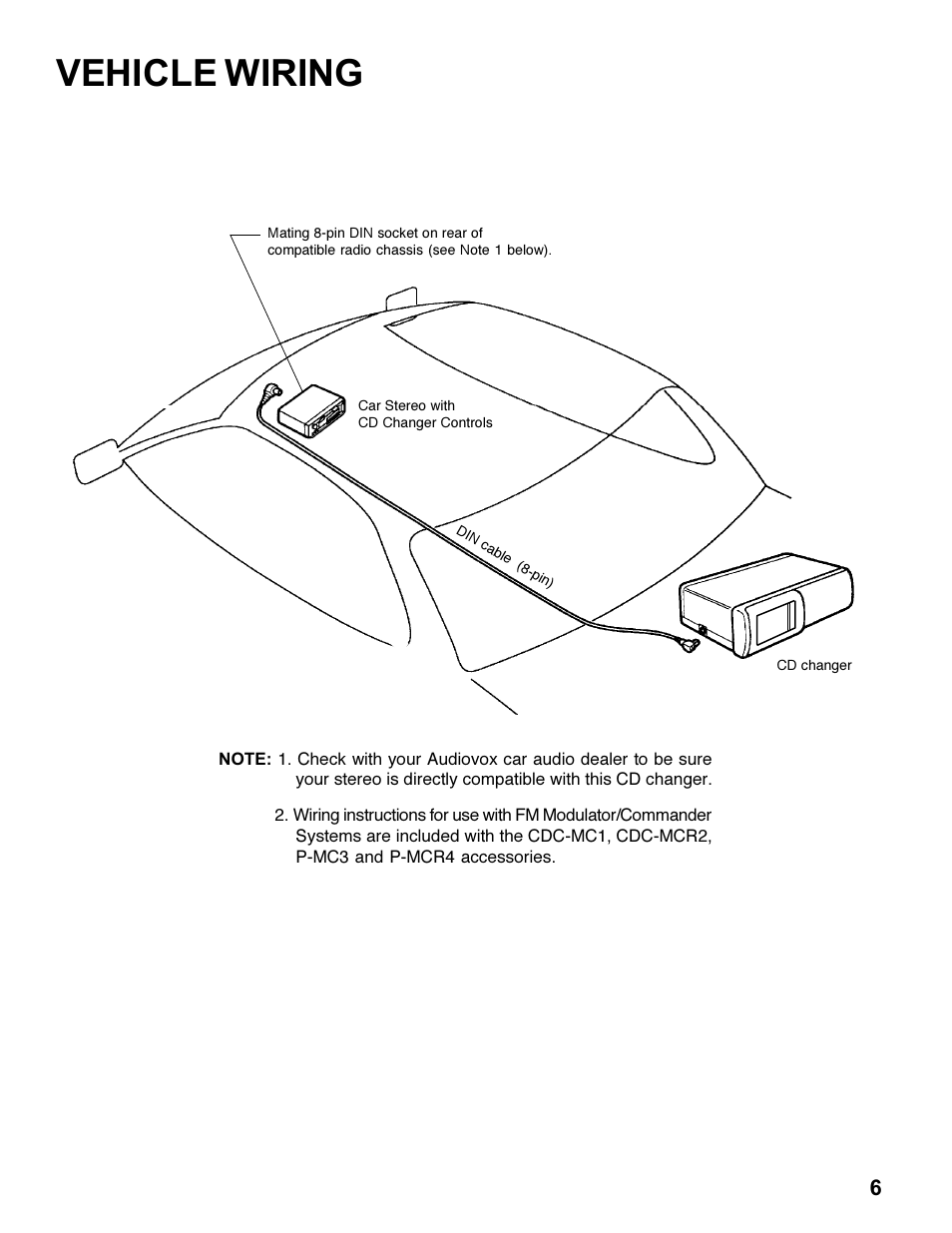 Vehicle wiring | Audiovox SP-6CD User Manual | Page 7 / 7