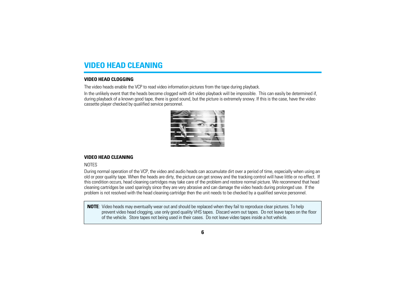 Video head cleaning | Audiovox AVP-7280A User Manual | Page 9 / 30