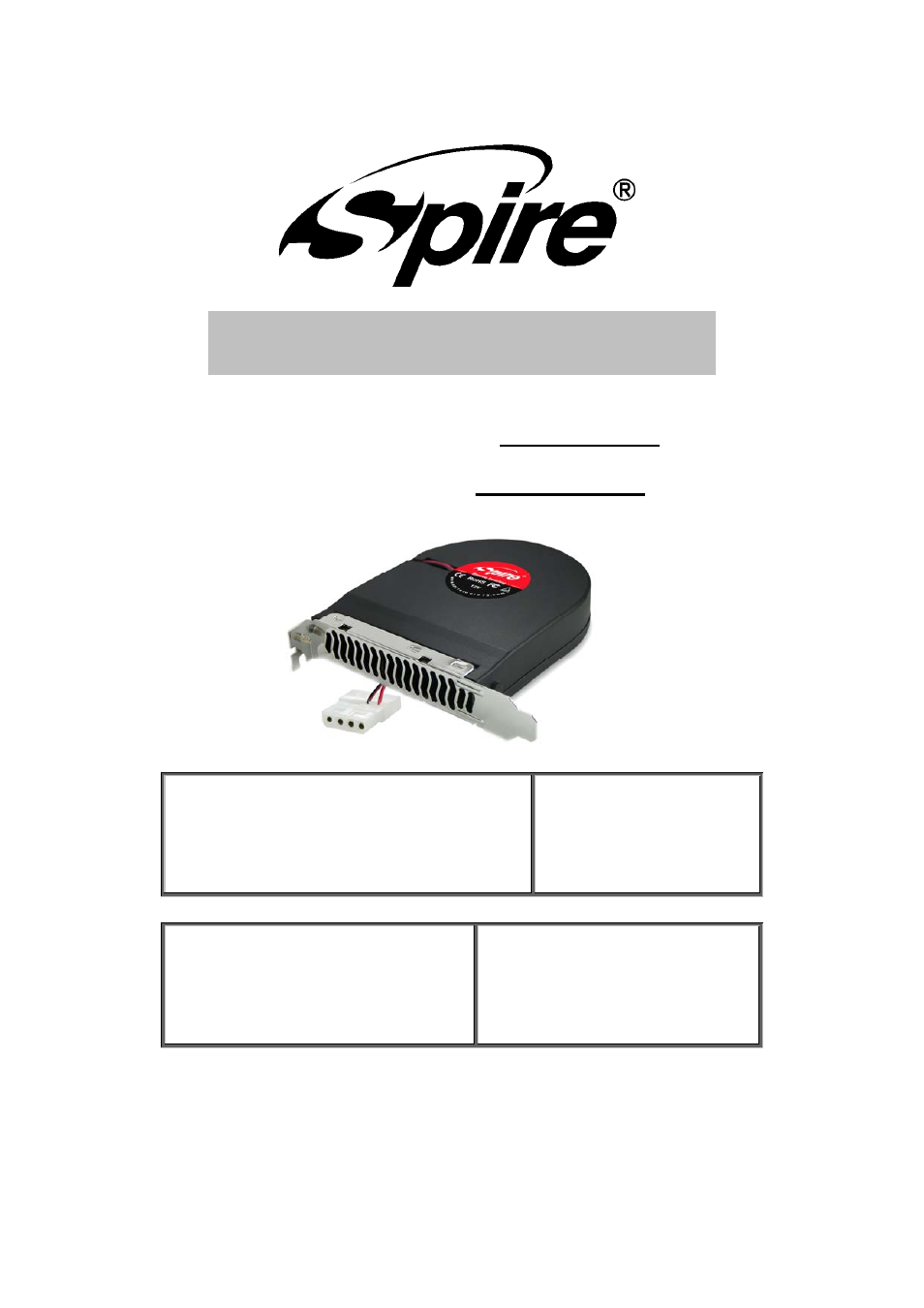 Spire EXHAUSTER / SP08025S1ME4 User Manual | 9 pages