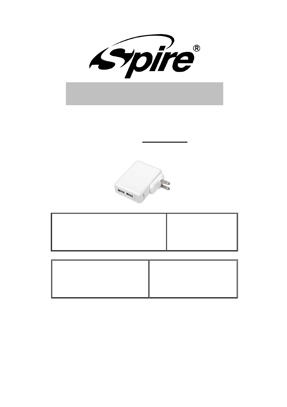 Spire CHARGER 10W / SP-AD-512WT User Manual | 7 pages