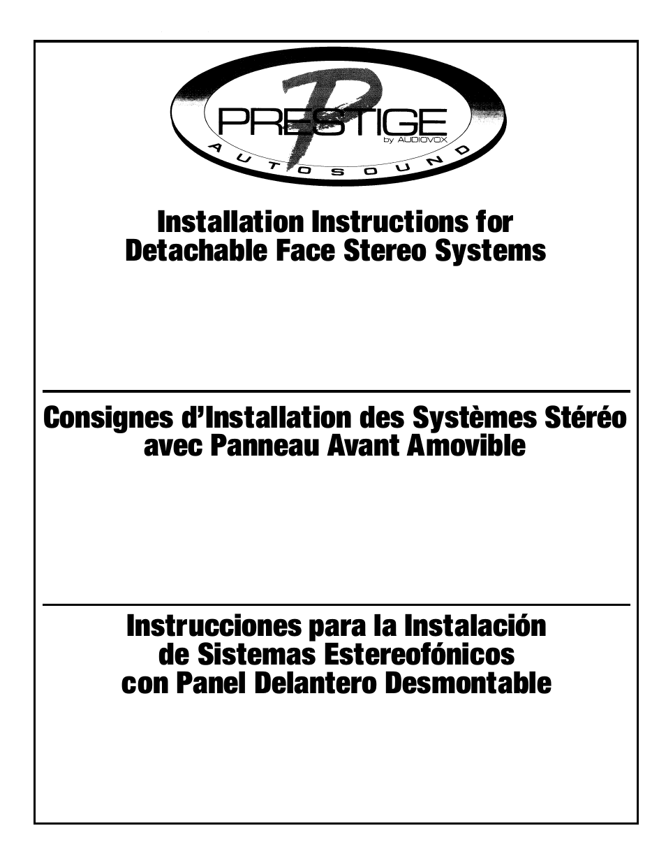Audiovox Prestige Car Stereo System User Manual | 4 pages