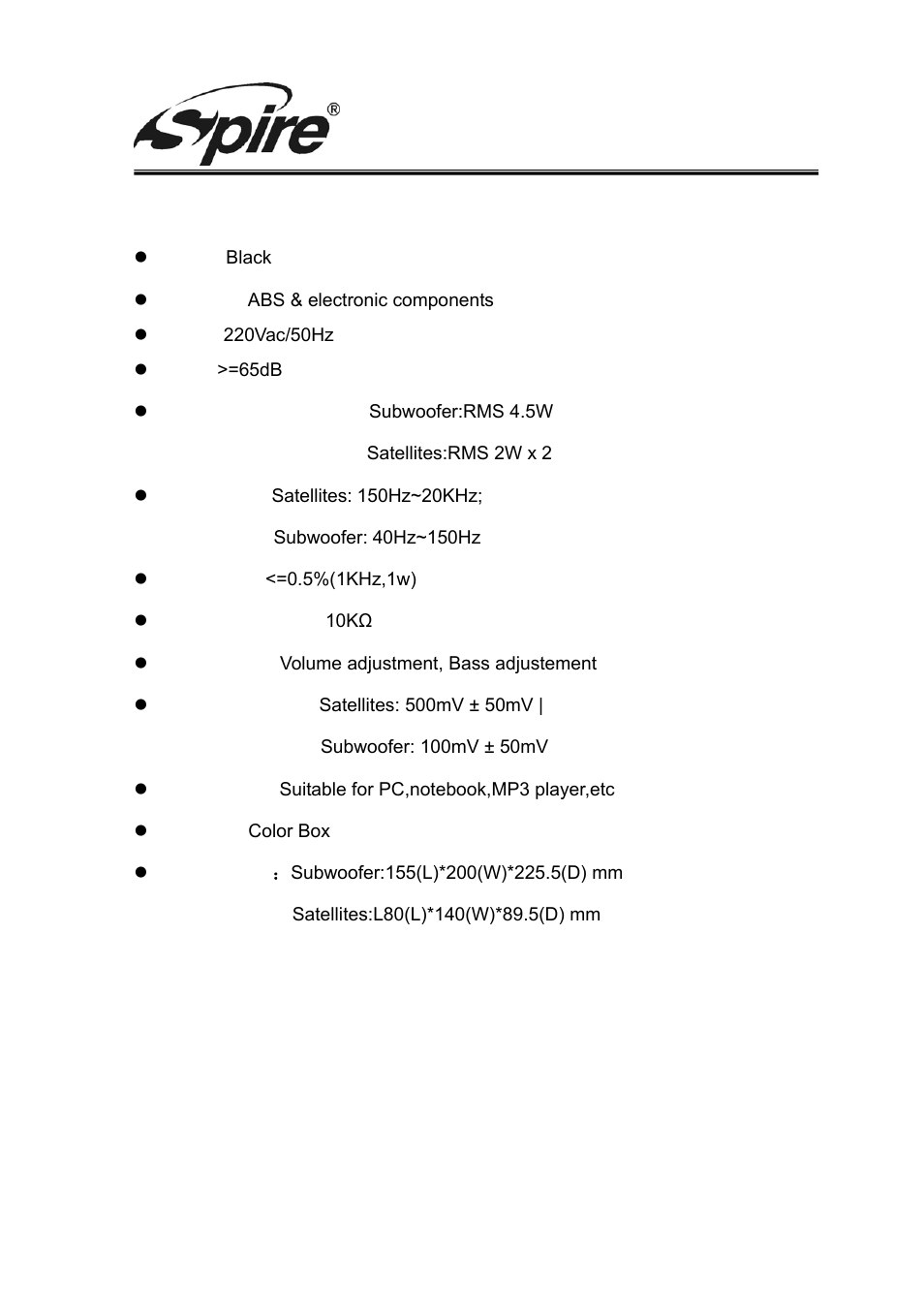 Spire corp, 4 specification | Spire SYMPHONY S211 / SP-S211 User Manual | Page 5 / 7