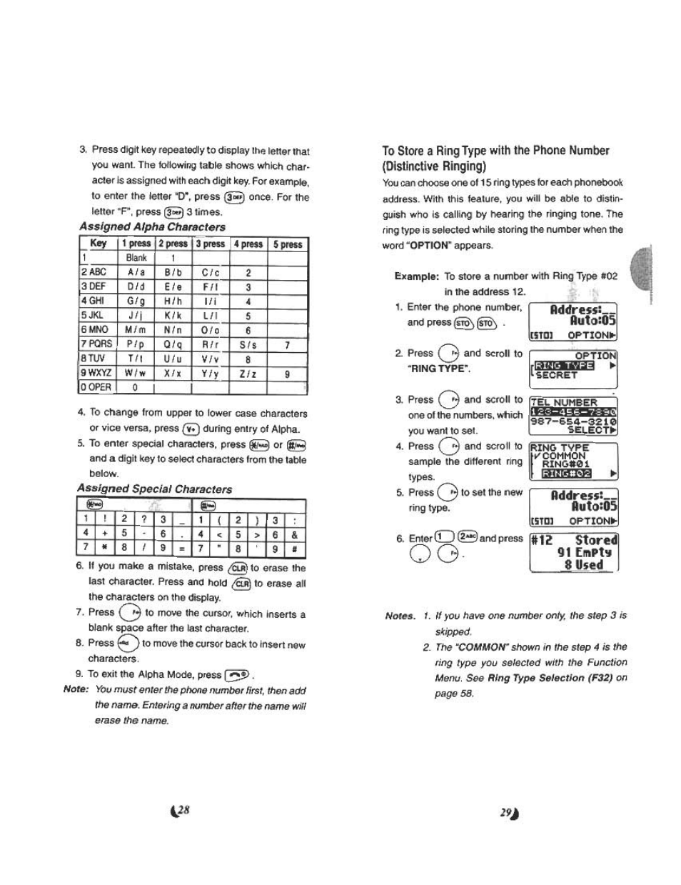 Í2s 29, Oddressi_ lluta:05, Rddresst | Stored 91 enptti | Audiovox CDM 4500 User Manual | Page 15 / 42