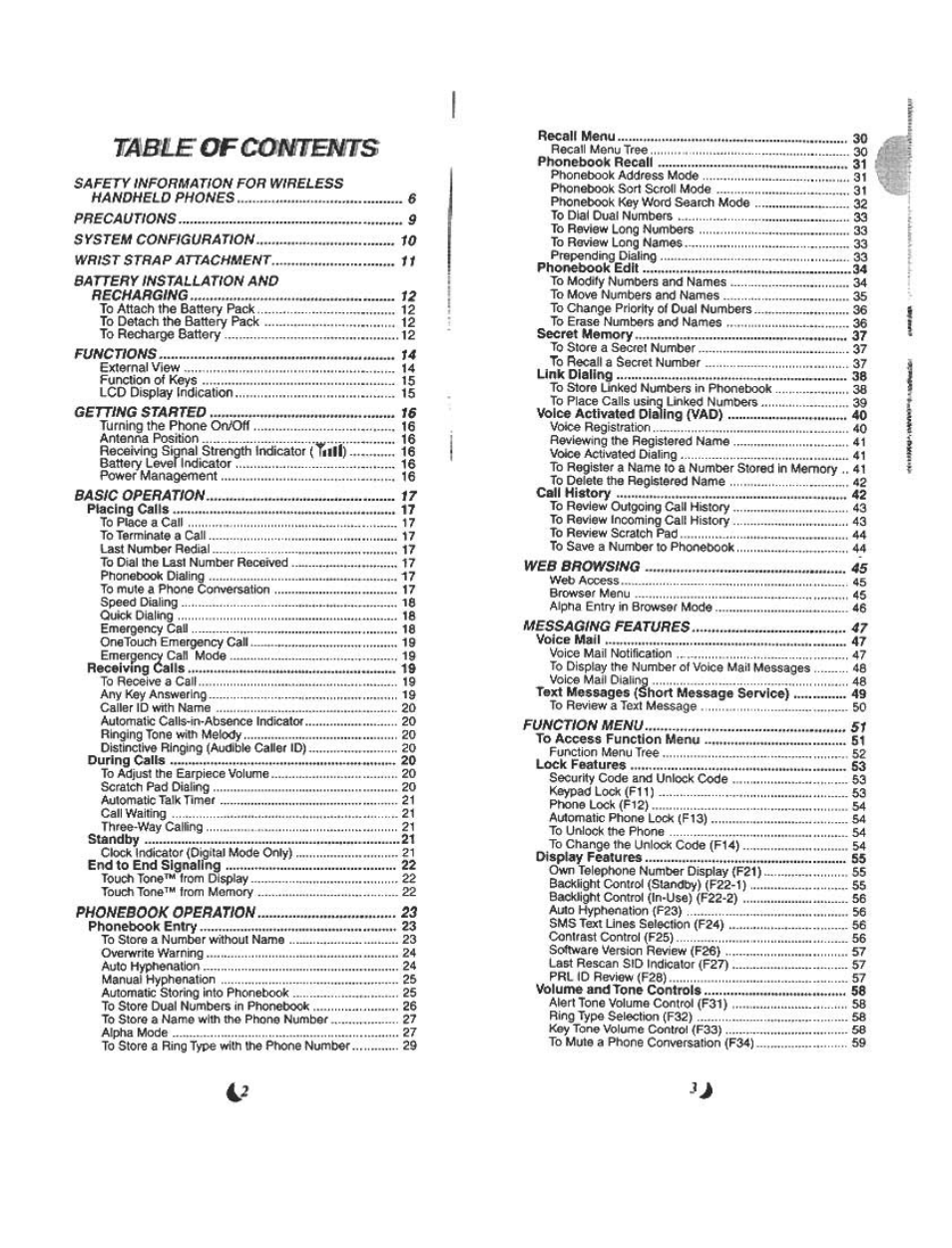 Table оесотшжз | Audiovox CDM 4500 User Manual | Page 2 / 42