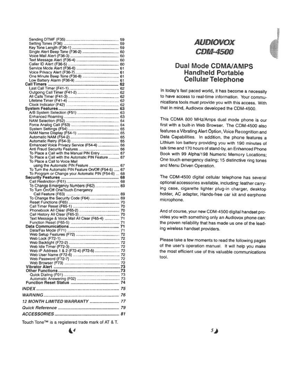 Mdiomx | Audiovox CDM 4500 User Manual | Page 3 / 42