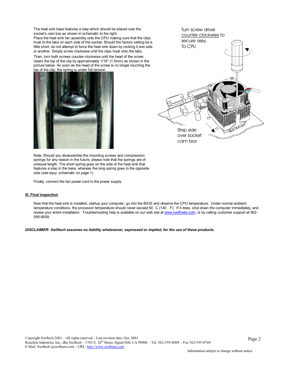 Swiftech MCX370 User Manual | Page 2 / 2