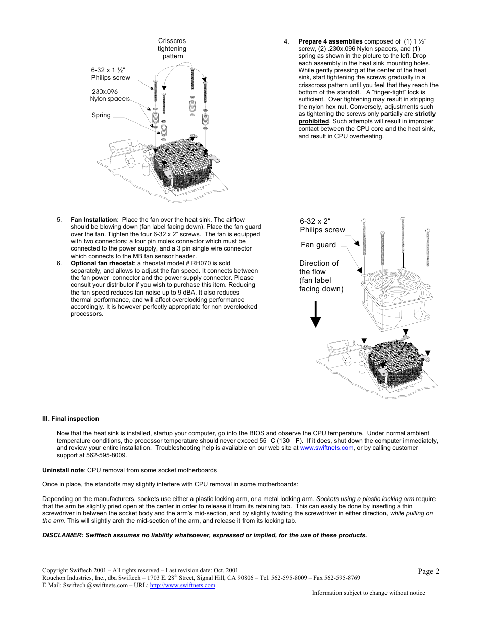 Swiftech MCX462 User Manual | Page 2 / 2