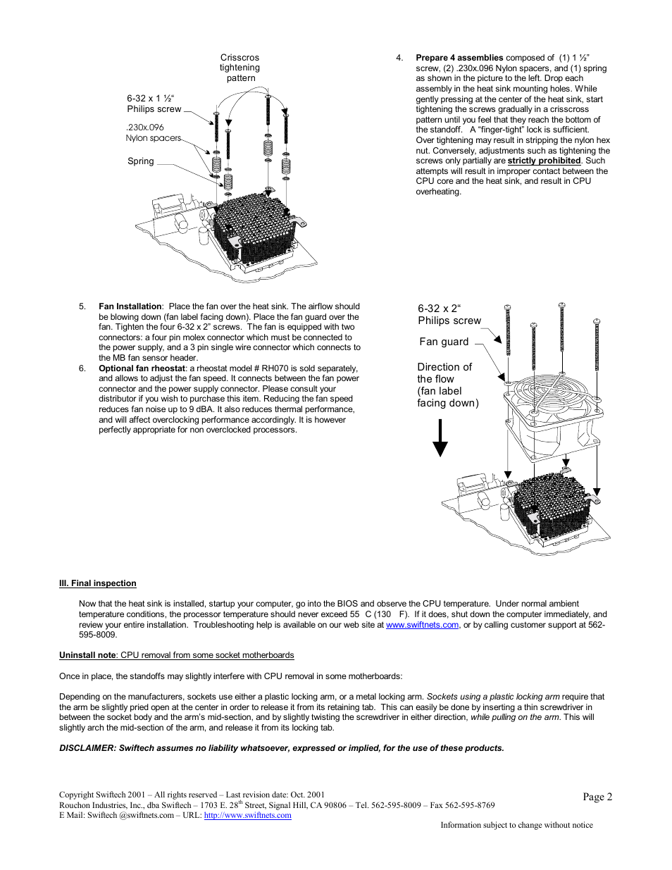 Swiftech MCX462 U User Manual | Page 2 / 4