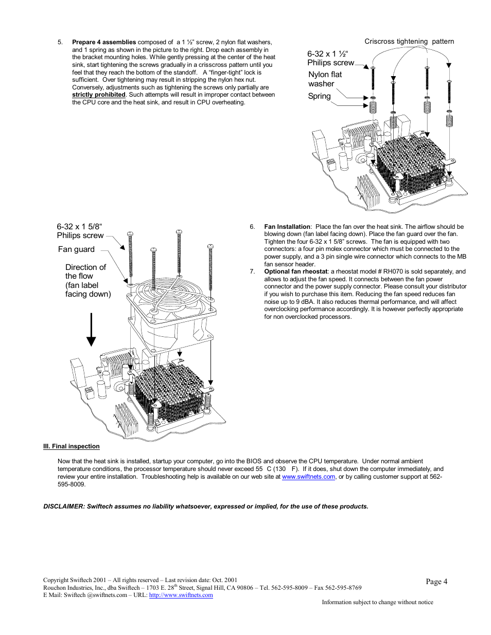 Swiftech MCX462 U User Manual | Page 4 / 4