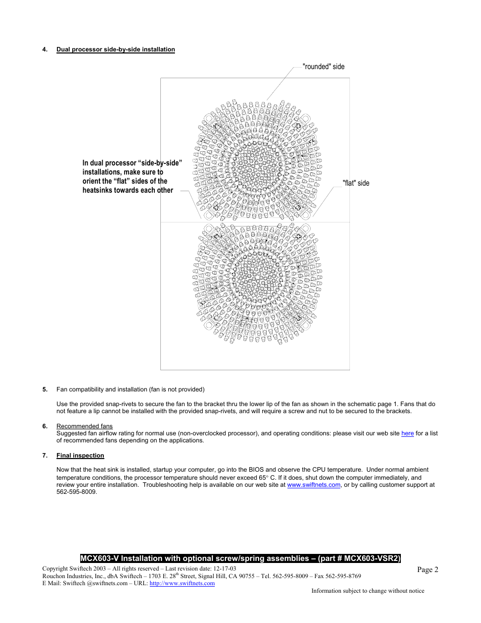 Swiftech MCX603 V User Manual | Page 2 / 4