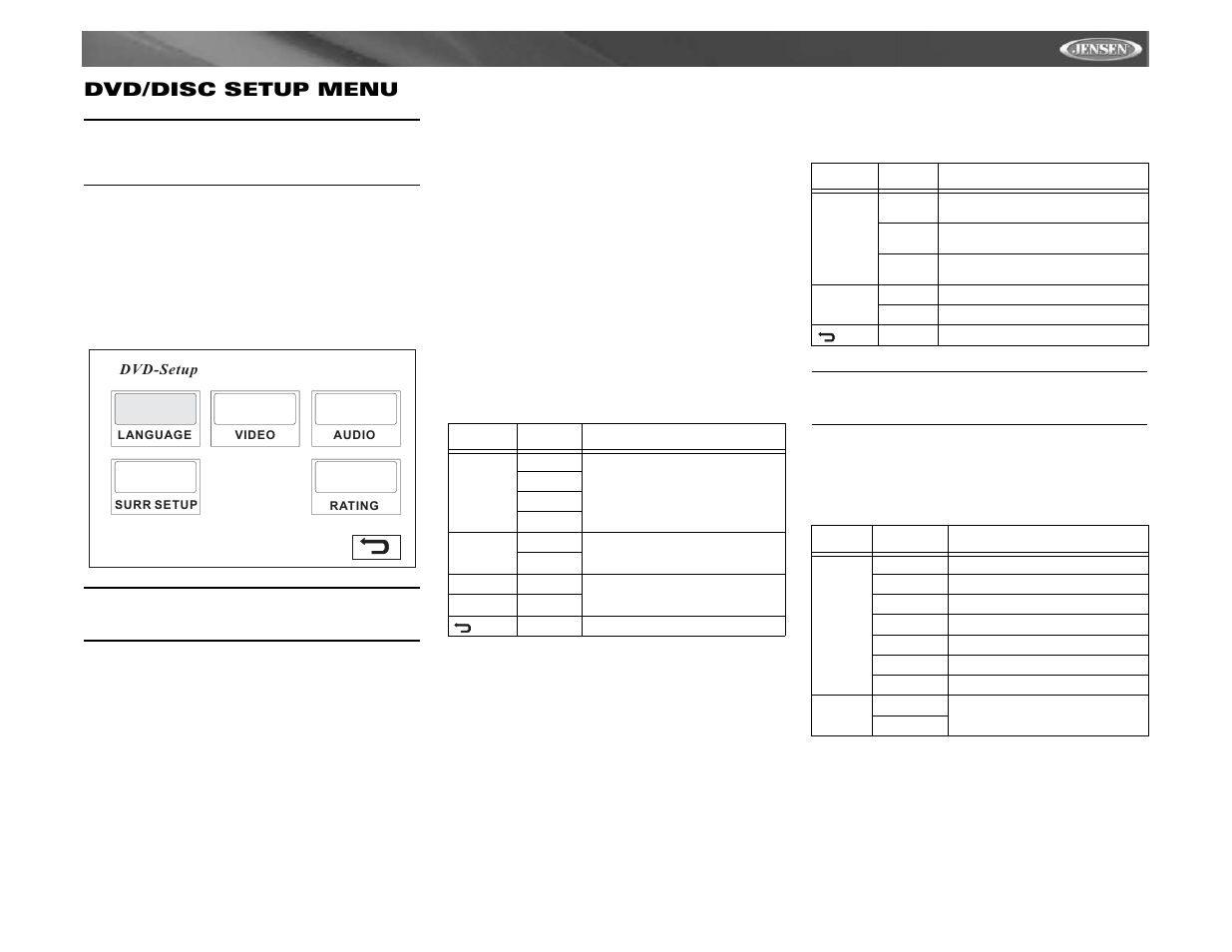 Vm9411 dvd/disc setup menu | Audiovox Jensen VM9411 User Manual | Page 29 / 110