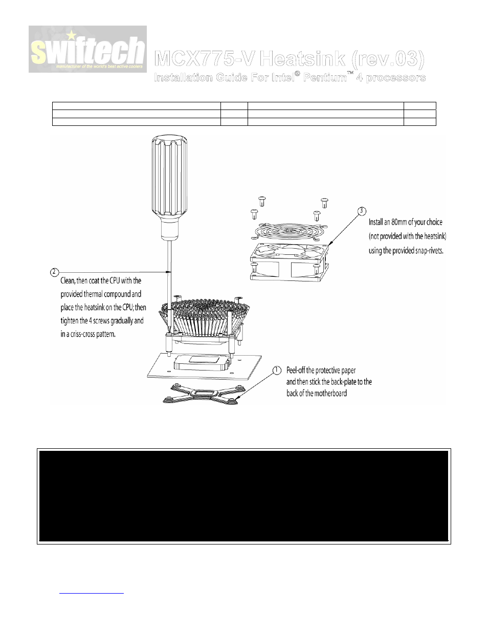 Swiftech MCX775 V R3 User Manual | 1 page