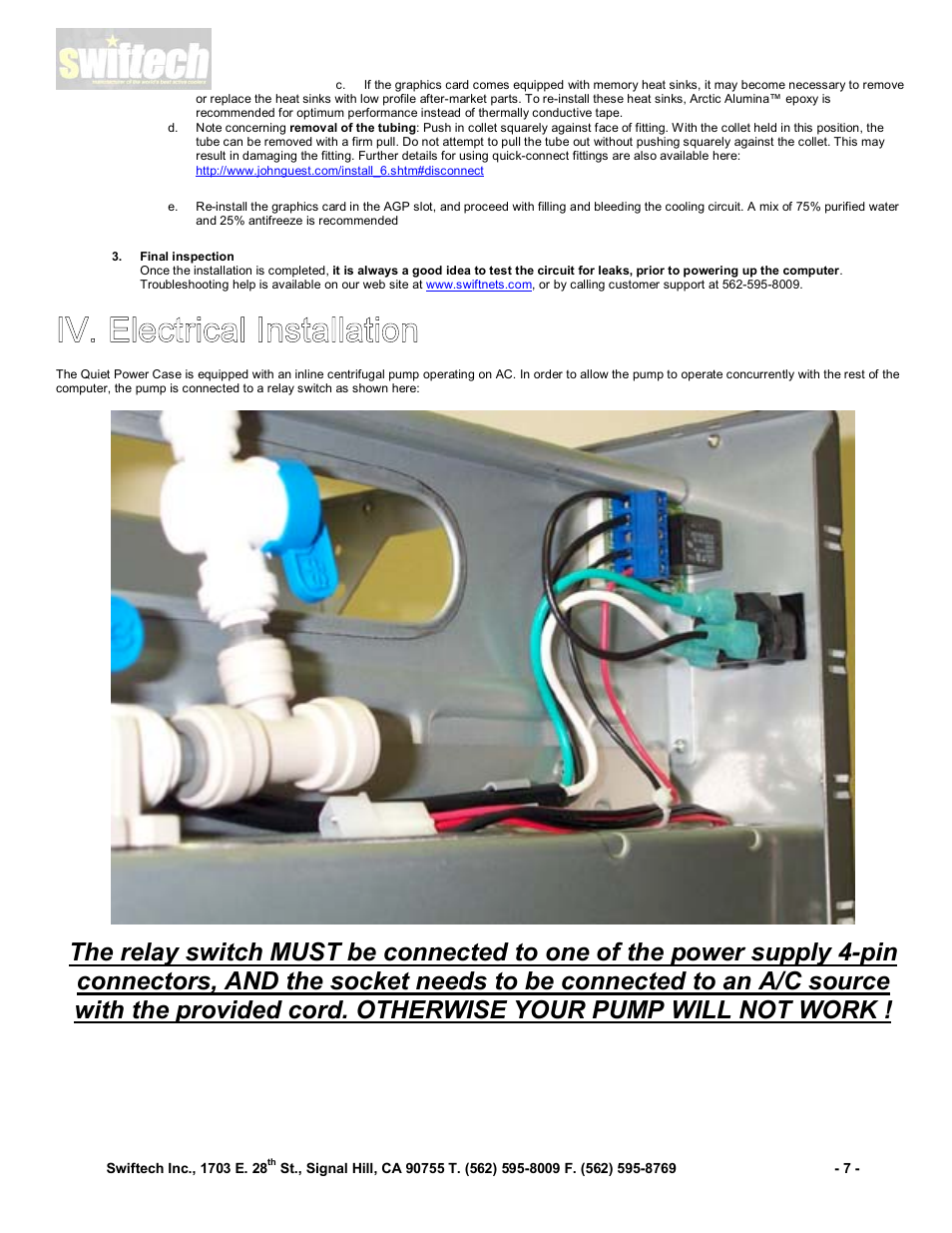 Swiftech QPOWER User Manual | Page 7 / 12