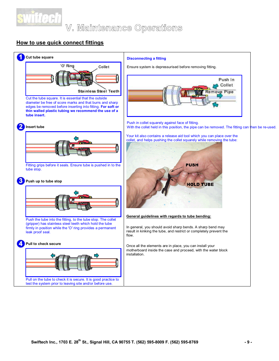 How to use quick connect fittings | Swiftech QPOWER User Manual | Page 9 / 12