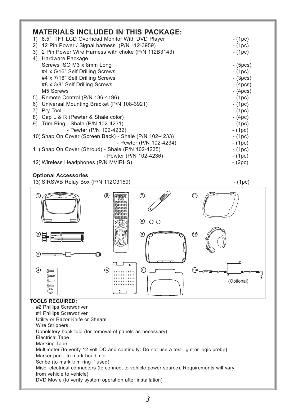 Materials included in this package | Audiovox VOD86 User Manual | Page 3 / 12