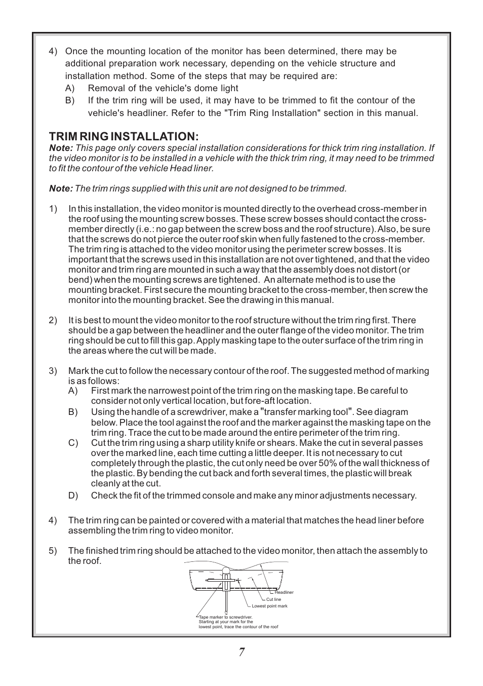 Trim ring installation | Audiovox VOD86 User Manual | Page 7 / 12