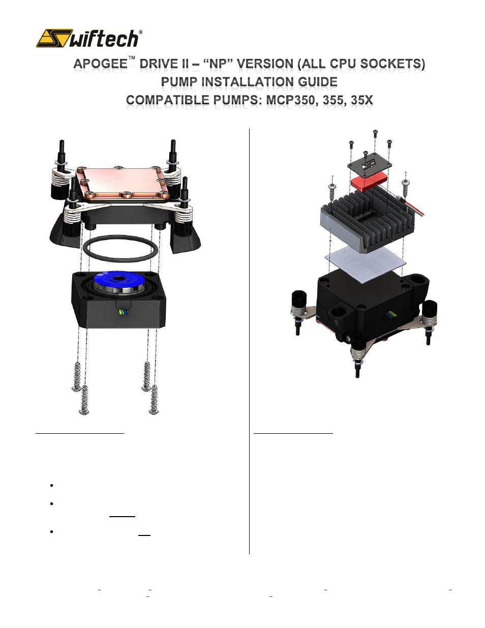 Swiftech APOGEE DRIVE II Pump installation User Manual | 2 pages
