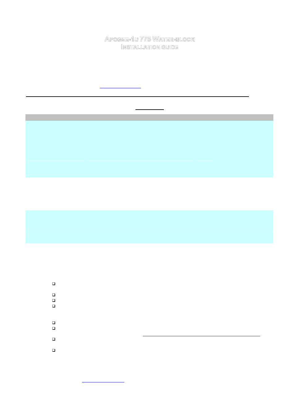 Swiftech APOGEE1 U 775 User Manual | 3 pages