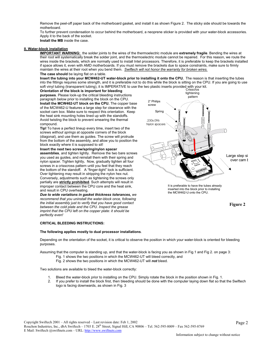 Swiftech MCW462TEC User Manual | Page 2 / 3