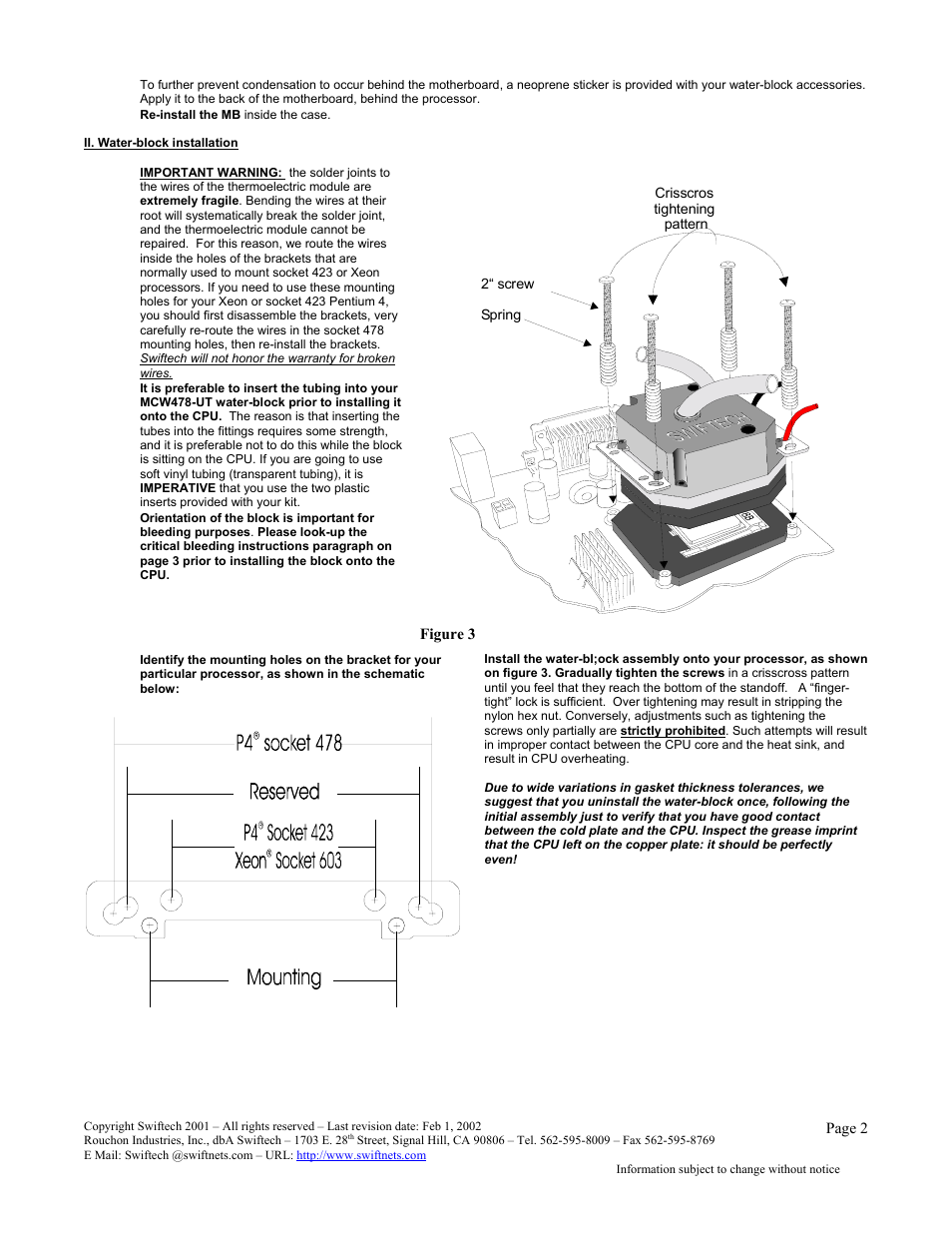 Swiftech MCW462TEC INTEL User Manual | Page 2 / 3
