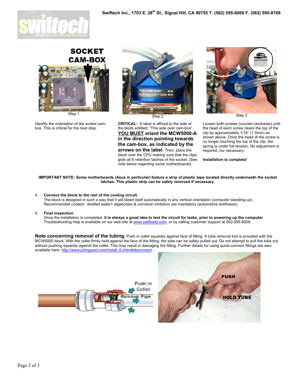Swiftech MCW5000 A User Manual | Page 2 / 3
