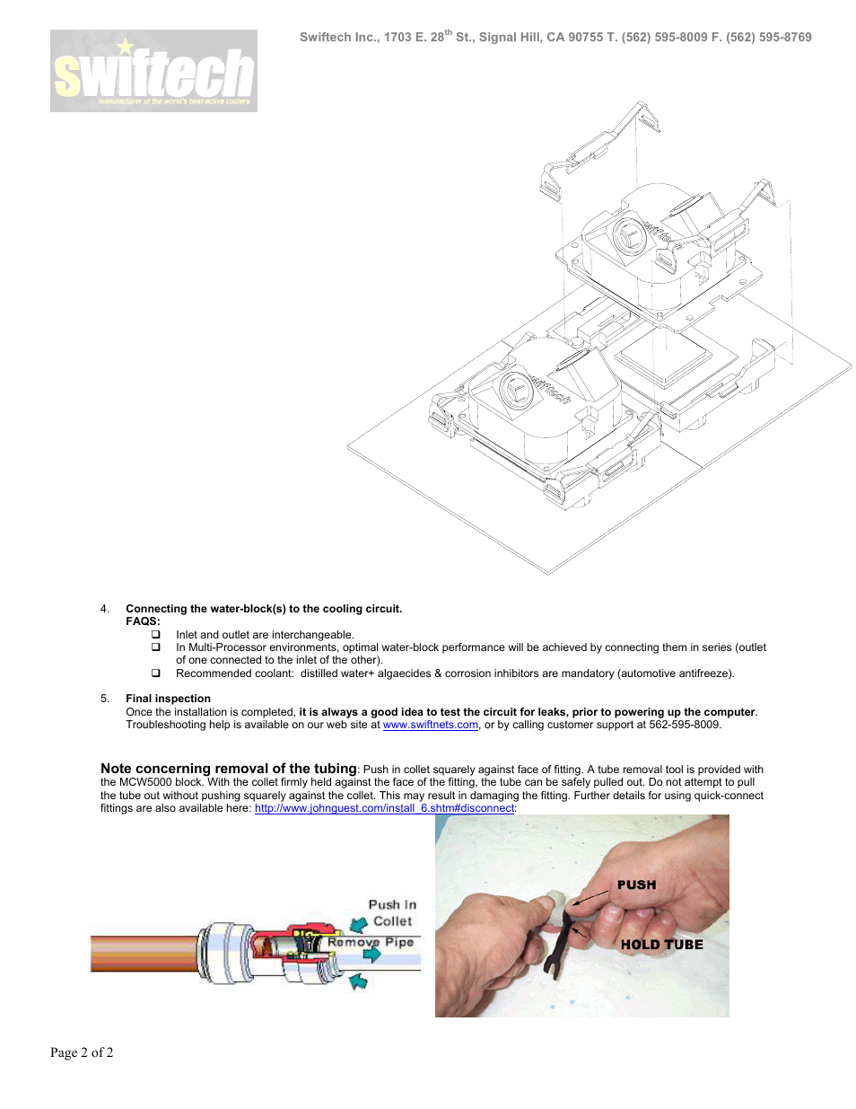 Swiftech MCW5000 PXR2 User Manual | Page 2 / 2