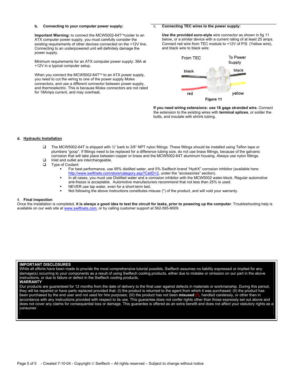Swiftech MCW5002 64T User Manual | Page 5 / 5
