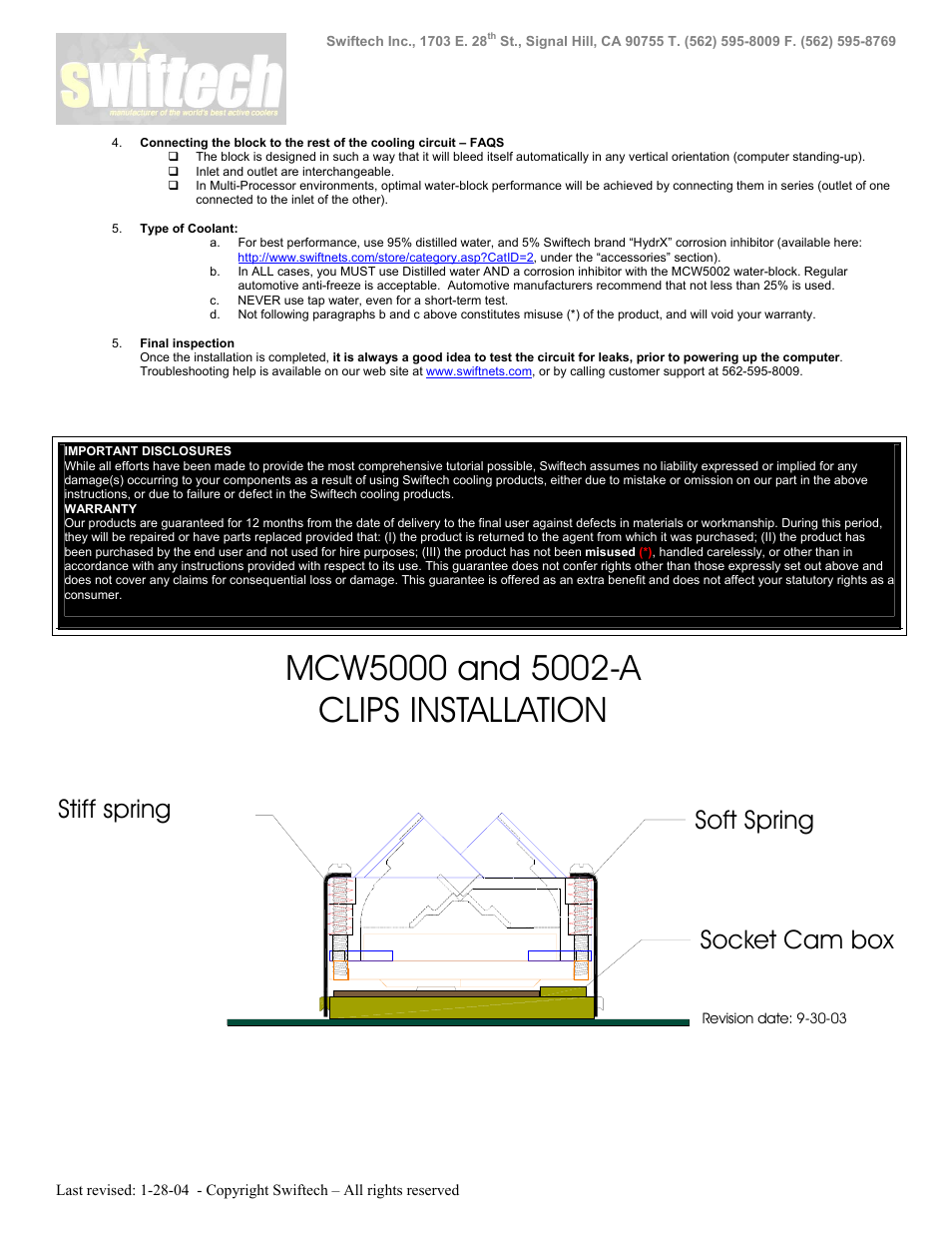 Stiff spring soft spring socket cam box | Swiftech MCW5002 A User Manual | Page 2 / 2
