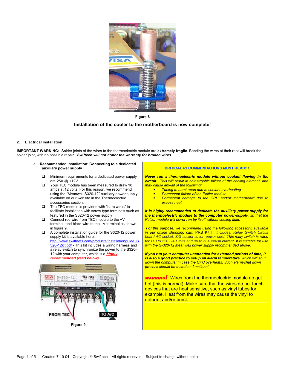 Swiftech MCW5002 AT User Manual | Page 4 / 5