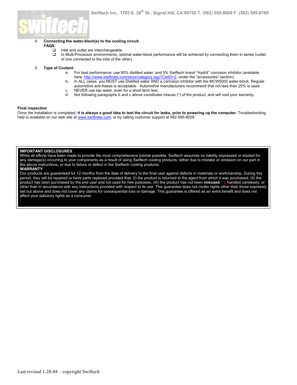 Swiftech MCW5002 P User Manual | Page 2 / 2