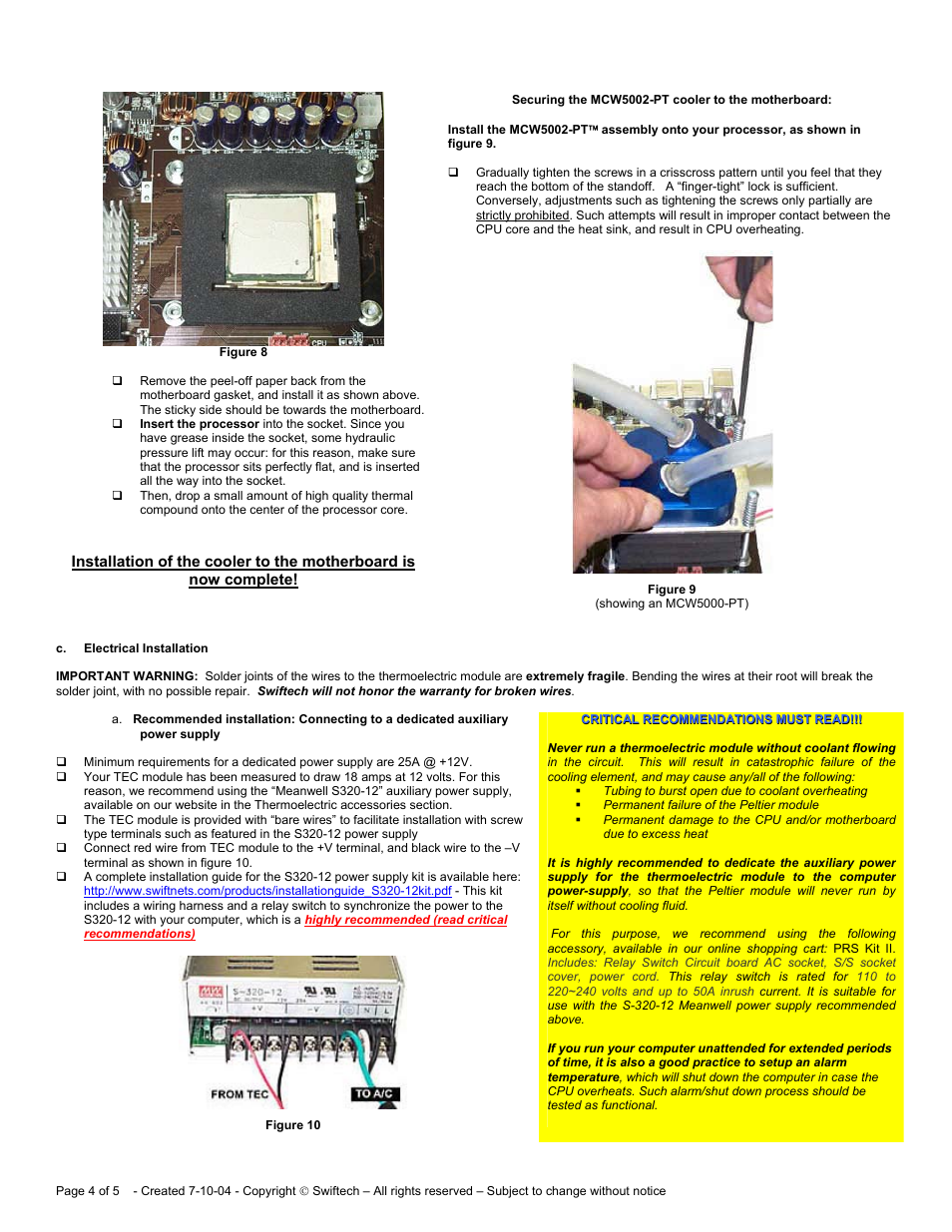 Swiftech MCW5002 PT User Manual | Page 4 / 5