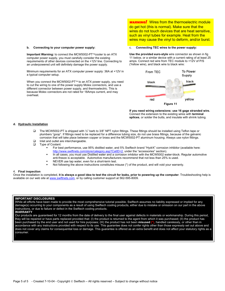 Swiftech MCW5002 PT User Manual | Page 5 / 5