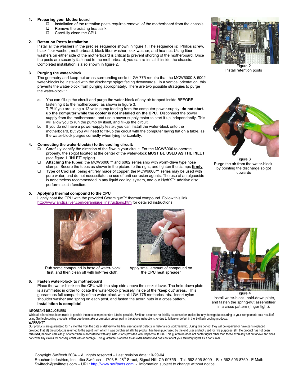 Preparing your motherboard | Swiftech MCW6000 2 775 User Manual | Page 2 / 2
