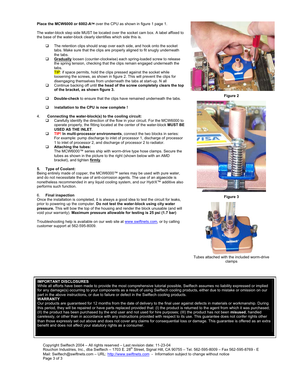 Swiftech MCW6000 2 A User Manual | Page 3 / 3