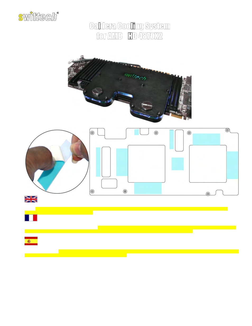 Swiftech CALDERA WATERBLOCK User Manual | 3 pages